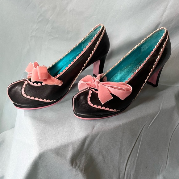 Irregular Choice black w/ pink scalloping heels - EU sz 39 - Picture 5 of 16